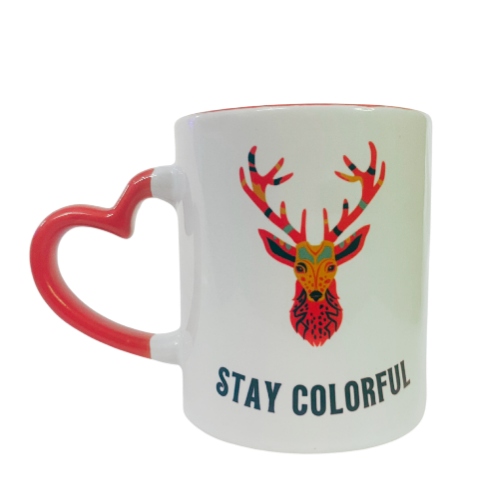 Stay Colorful Deer Face sublimation coffee mug - Image 5
