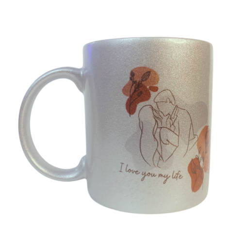 I love You Glitter sublimation coffee mug