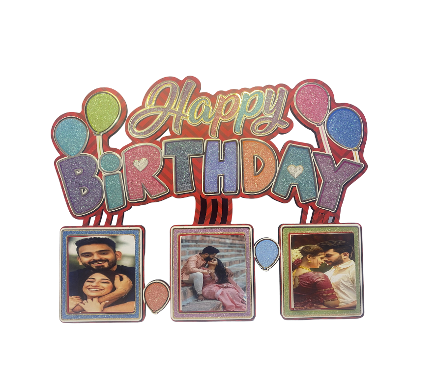 Happy Birthday Wood Craft With Photo's Stand