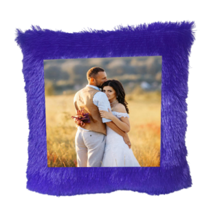 Square Shape Customized Fur Pillow Purple