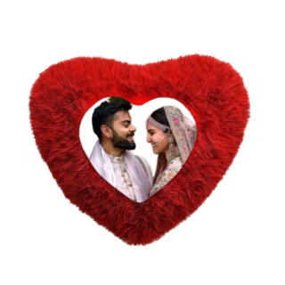 Heart Shape Customized Fur Pillow Red